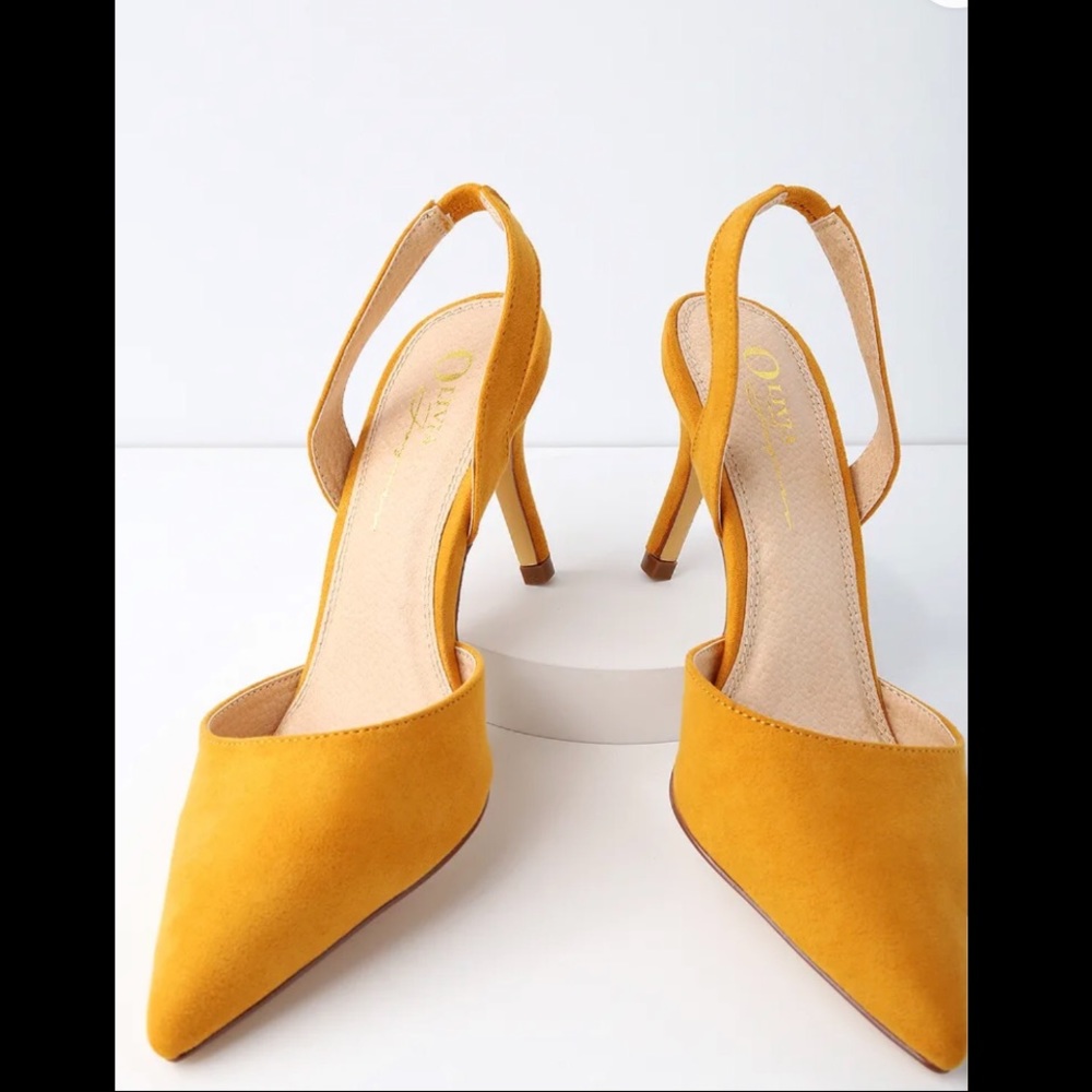 Mustard Yellow Suede Slingback Pumps
